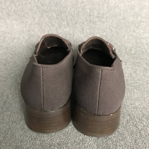 Paloma Made In Italy Women's 6.5B Brown Canvas Slip On Square Toe Pump Loafers - Picture 6 of 9
